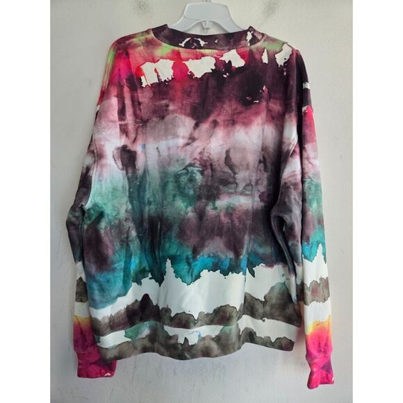 ACNE Studios Women Red Blue White "Yana Oil" Cotton Sweatshirt size X-Small - Picture 8 of 12